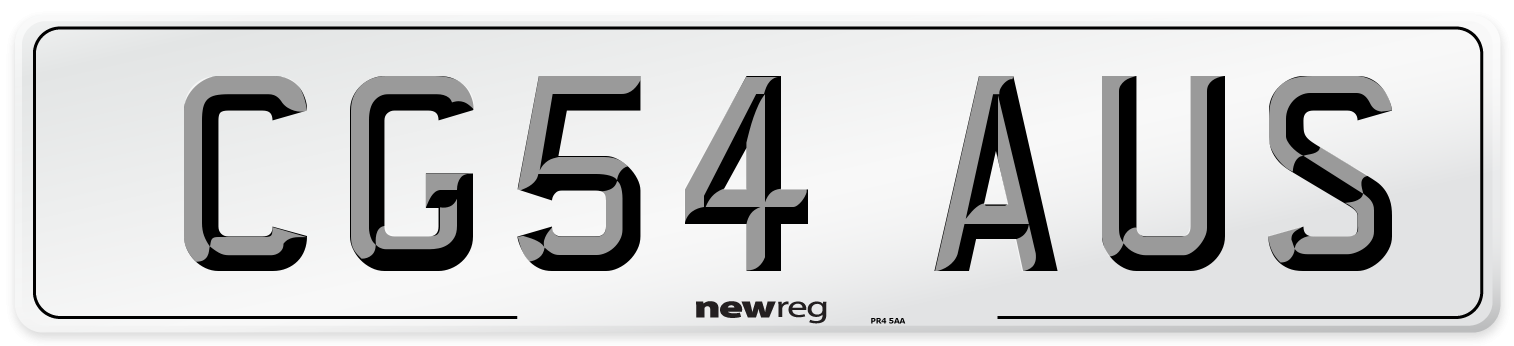 CG54 AUS Number Plate from New Reg